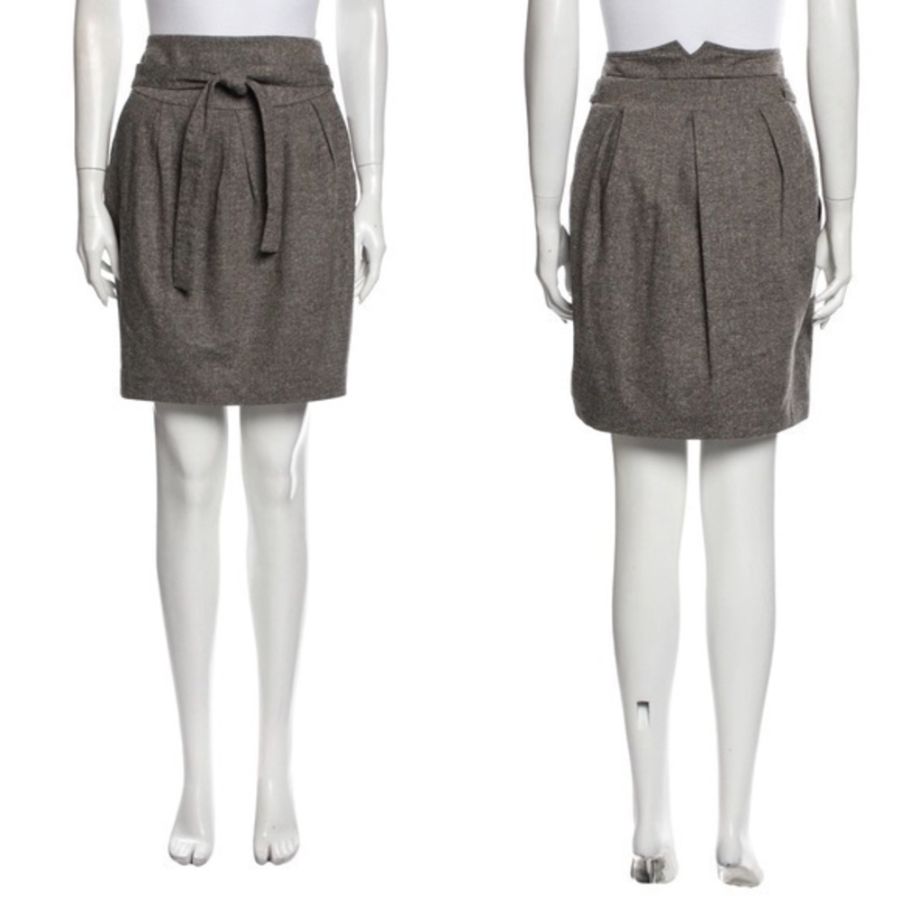 Robert Rodriguez Wool Blend Waist Tie Brown Skirt